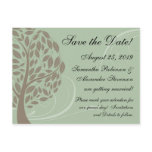Sage Green, Brown Stylized Eco Tree Save the Date postcards