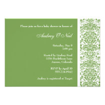 Sage Green Damask Baby Shower Invitation invitations