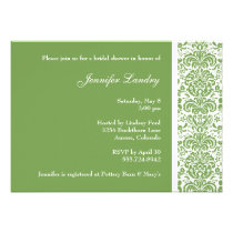 Sage Green Damask Bridal Shower Invitation invitations