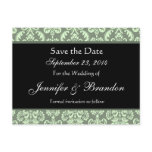 Sage Green Damask Save The Date Postcard