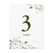 Sage Green Floral Decal Table Number Card Post Card
