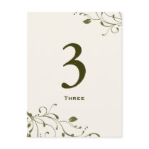 Sage Green Floral Decal Table Number Card Post Cards