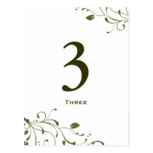 Sage Green Floral Decal Table Number Card Post Card