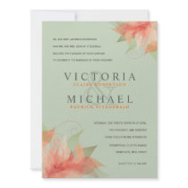 Sage Green & Orange Formal Wedding Invitations