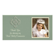 Sage Green Religious Thank You Photo Card