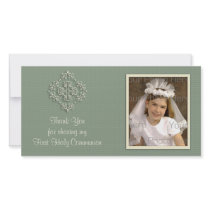 Sage Green Religious Thank You Photo Card