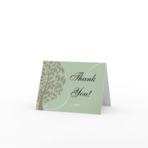 Sage Green, Soft Brown Stylized Eco Tree Thank You