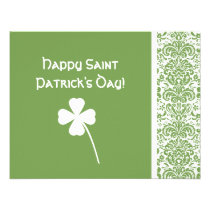 Sage Lucky Clover Damask Saint Patrick's Day Note invitations