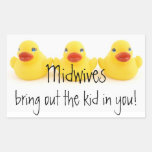 Sages-femmes et canards en caoutchouc jaunes stickers en rectangle