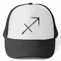 Sagittarius. Zodiac Astrology Sign. Black. Hats