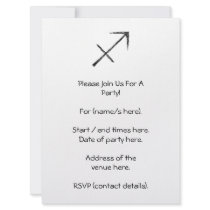 Sagittarius. Zodiac Astrology Sign. Black. Custom Invitations
