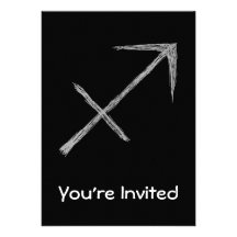 Sagittarius. Zodiac Astrology Sign. Black. Personalized Announcements