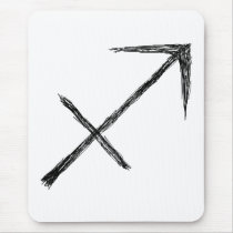 Sagittarius. Zodiac Astrology Sign. Black. Mousepads