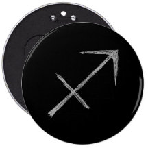 Sagittarius. Zodiac Astrology Sign. Black. Pin