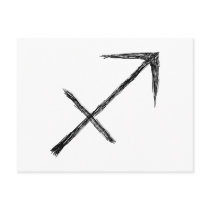 Sagittarius. Zodiac Astrology Sign. Black. Post Cards