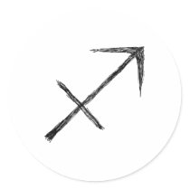 Sagittarius. Zodiac Astrology Sign. Round Sticker