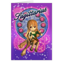 Sagittarius Zodiac Note Card Cute Female Centaur