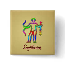 Sagittarius Zodiac Star Sign Rainbow Gold Badge
