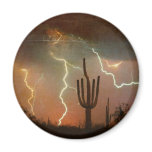 Saguaro Lightning Storm Fridge Magnet