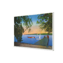 Sail and Motor Boats at Roseland Park Scene Gallery Wrap Canvas