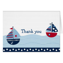 Sail Away Sailboat Nautical Thank You Note Cards