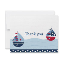 Sail Away Sailboat Nautical Thank You Note Cards