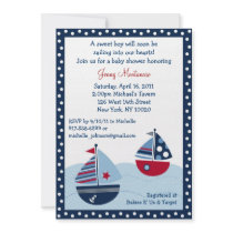 Sail Away Sailboat Ocean Baby Shower Invitations