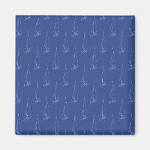 Sail boat pattern. Dark Blue. Refrigerator Magnets
