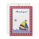 Sail Boat Red border Thank you note flat invitations