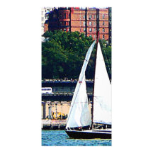 Sailboat Against Manhattan Skyline Customized Photo Card