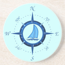 Sailboat And Compass Rose Beverage Coasters