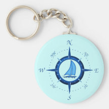 Sailboat And Compass Rose Keychains