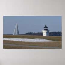 Sailboat and Lighthouse-New England Posters