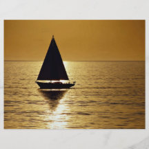 Sailboat at sunset, sloop full color flyer