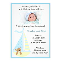 Sailboat Baby Announcement Cards invitations