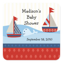 Sailboat Baby Shower Square Sticker!