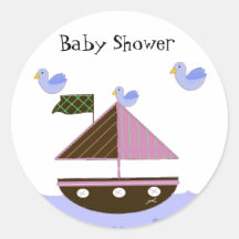 Sailboat Baby Shower Theme Round Stickers