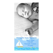 Sailboat Birth Announcement Photo Card