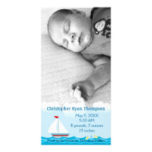 Sailboat Birth Announcement Photo Card