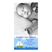 Sailboat Birth Announcement Photo Card