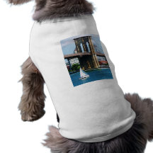 Sailboat by the Brooklyn Bridge Dog T-shirt