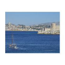 Sailboat cruising by Chateau d'If in Marseille's Postcards
