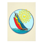 Sailboat in Crayon Colours Personalized Announcement