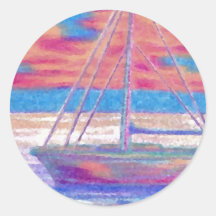 Sailboat in the Sunset CricketDiane Designer Stuff Round Stickers