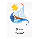 Sailboat, Ocean & Sun Custom Announcements