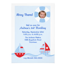 Sailboat Photo Birthday Invitation