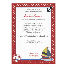 Sailboat Sailing Nautical 5x7 Bridal Shower Invite