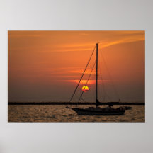 Sailboat Sunrise, Chicago Lakefront Poster