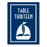 Sailboat Table Numbers (Dark Blue / White) Post Card