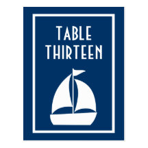 Sailboat Table Numbers (Dark Blue / White) Post Card